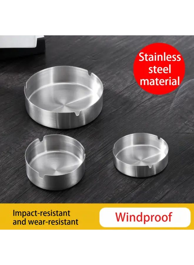 3pcs Stainless Steel Windproof Ashtray Shock Resistant Wear Resistant Easy to Clean - Image 2